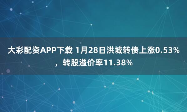 大彩配资APP下载 1月28日洪城转债上涨0.53%，转股溢价率11.38%